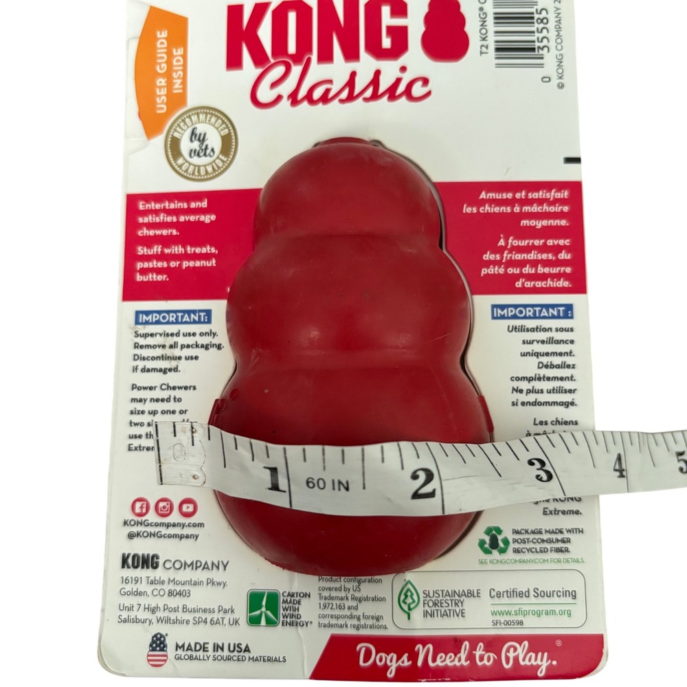 NEW Classic Kong Dog Toy Size Medium Red Rubber Chew Toy Stuffable - Picture 3 of 4